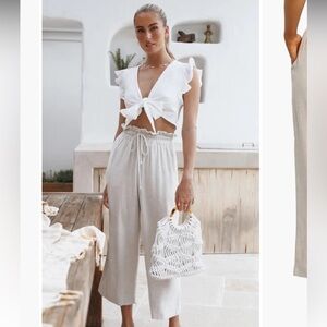 Petal and Pup Hawthorne Linen Blend Wide Leg Crop Pants - Size 8